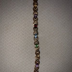 14 karat gold bracelet with multiple gemstones
